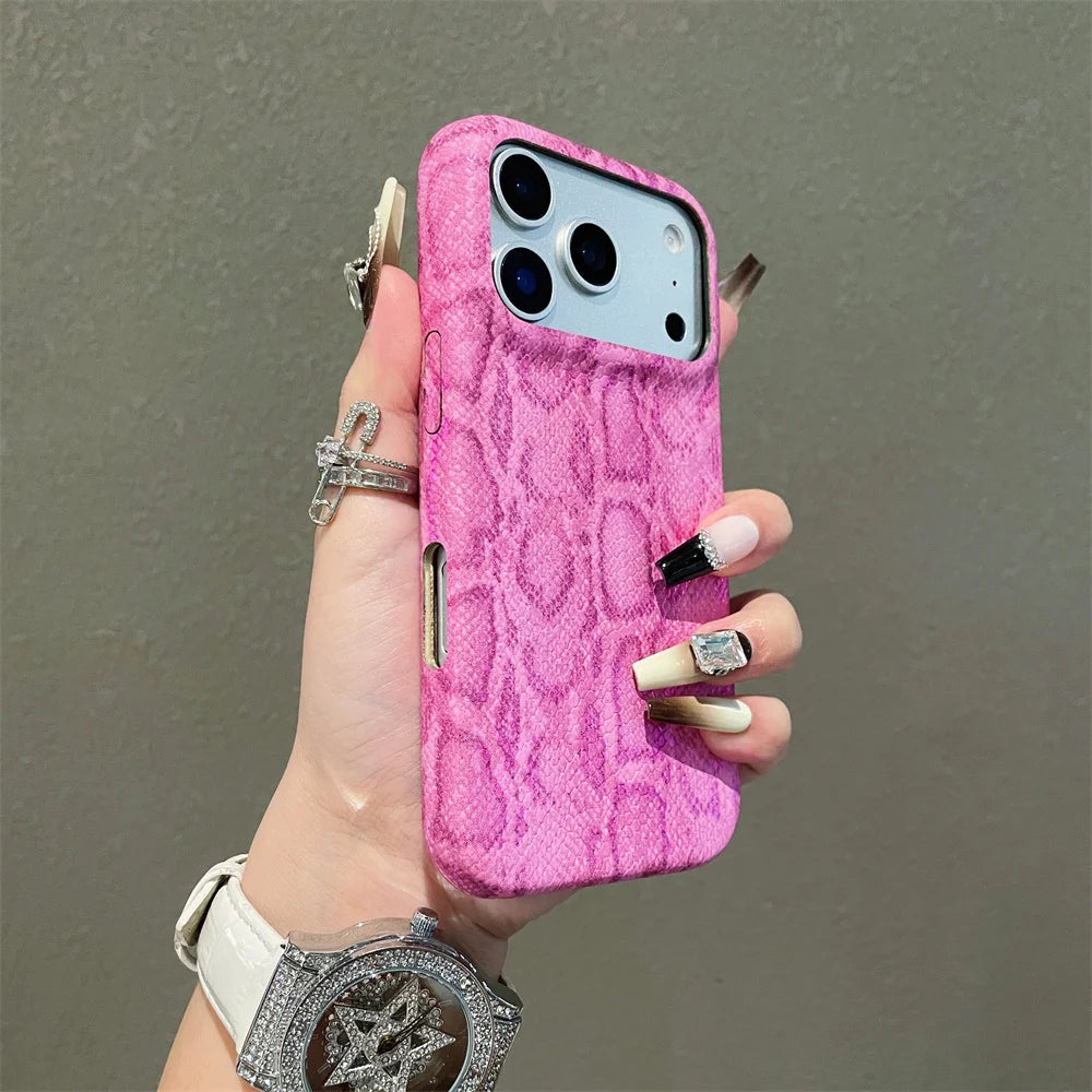 Iphone Snake Pattern Leather Case