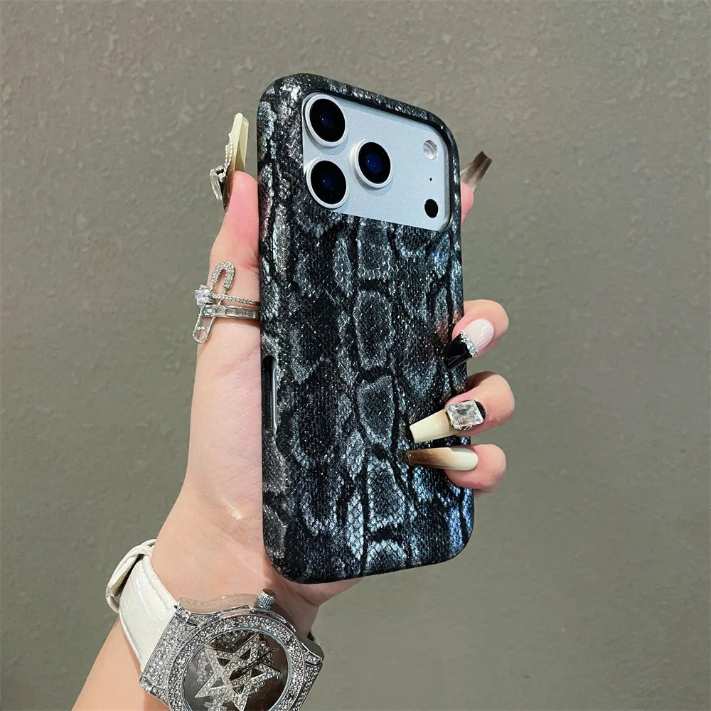 Iphone Snake Pattern Leather Case